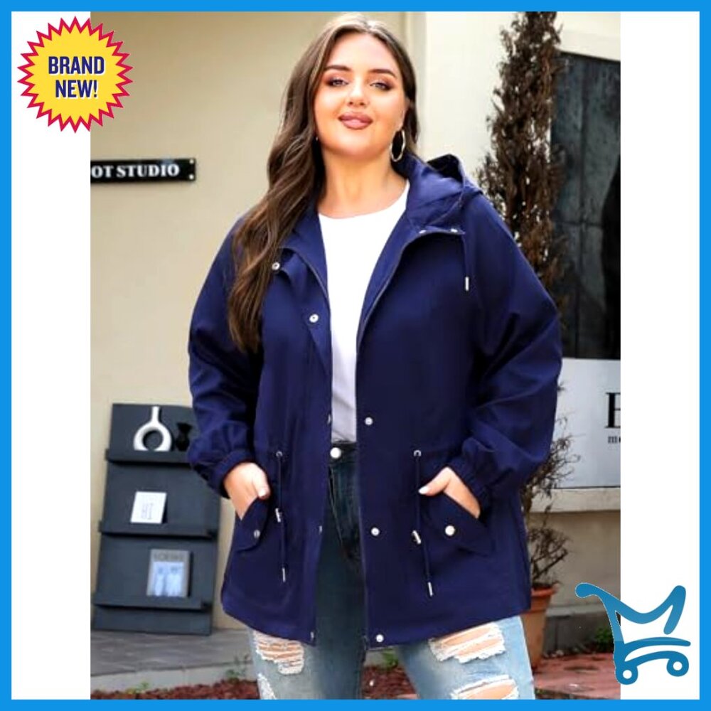 Plus Size Rain Jacket Waterproof Windbreaker Ligh… - image 4
